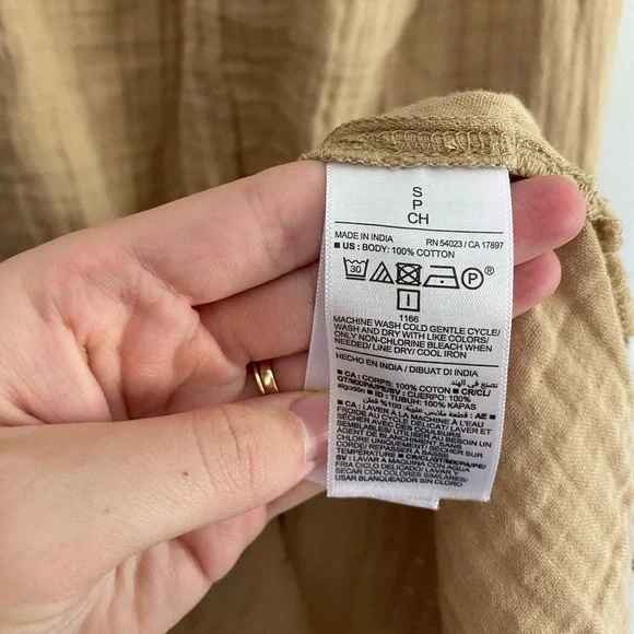 OLD NAVY Elegant Tan Sleeveless Muslin Maxi Sun Dress Women’s Sz Small - Picture 9 of 9